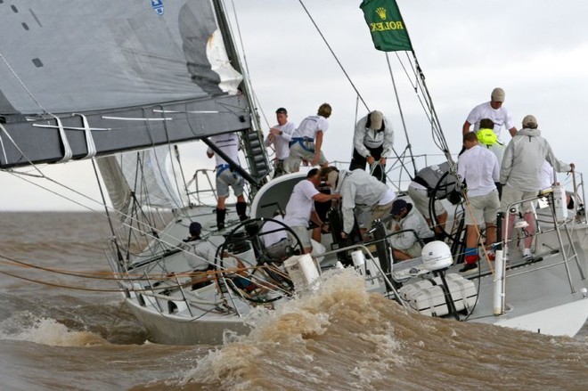 RAMBLER after the start of the race reaching to the storm  - Rolex Buenos Aires - Rio de Janeiro race ©  Rolex/Daniel Forster http://www.regattanews.com